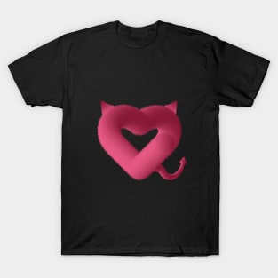 Pink furry heart with Devil's tail and horns T-Shirt